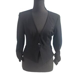 2/$15 IZ BYER Black Lace Back Long Sleeve Ruched Jacket Size Small